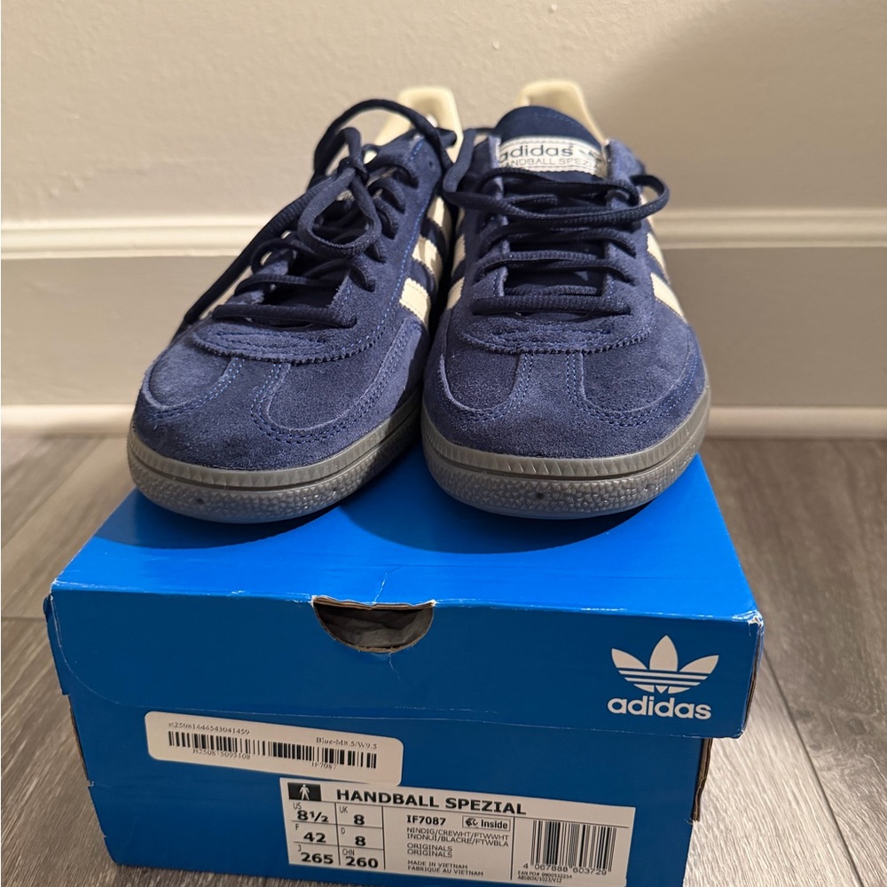 adidas Women’s Handball Spezial Suede Sneakers in Navy and White